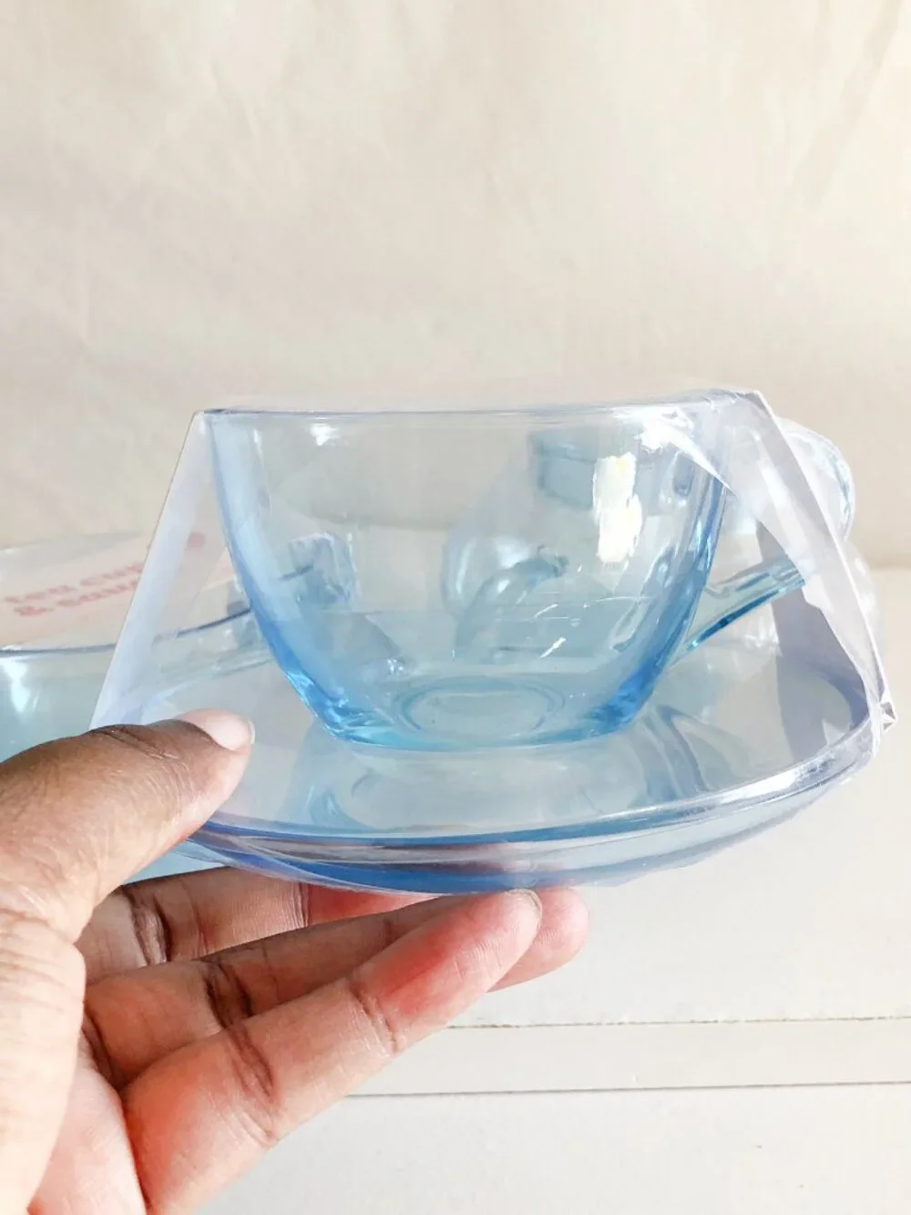 Target Valentines Day 2024 Blue Glass Teapot & Cups Set 6 Pieces
